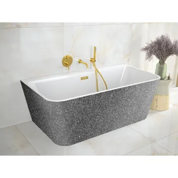 Vana Volně stojící vana VARYA Glam - grafitová - GLAM 03 - grafitová, Zlatá, 150 × 75 cm (VANVARYA150ZG3) HOPA