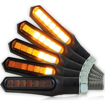 Osvětlení pro motocykl Blinkry na moto Sekvenční s běžícím světlem "Stick" LED černé, pár