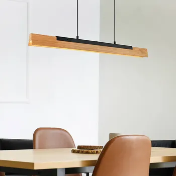 Trio Lighting Závěsné LED světlo Kerala se senzorovým stmívačem - Baldachin – délka 38 cm, šířka 8,5 cm, výška 3,5 cm černá matná, světlé dřevo 1 x 25 W LED - Doprava zdarma