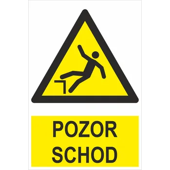 Značení Pozor schod - ISO 7010 samolepící vinylová fólie 200x150 mm