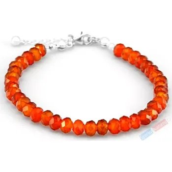 Náramek Náramek z broušeného karneolu QA, čočky cca 3 x 4 až 5 mm, stříbro Ag 925/1000 (KA4235NS)