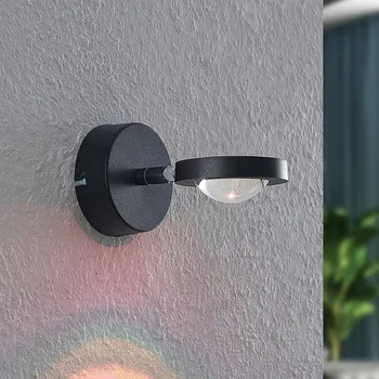 Lampička Lindby Edonita LED nástěnné světlo - nástěnný držák - Ø 10 cm, hloubka 3,5 cm; hlava - Ø 10 cm, výška 4 cm černá 1 x 8 W LED - Doprava zdarma