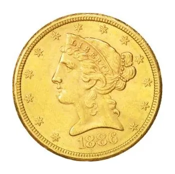 5$ zlatá mince Half Eagle Liberty Head - Kopf