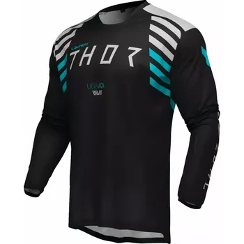 Moto dres Motokrosový / enduro dres THOR LAUNCHMODE SAND barva modrá/černá/šedá (pro MX, MTB, ENDURO, volný střih dresu z materiálu odvádějícího vlhkost udržuje tělo v chladu a suchu)