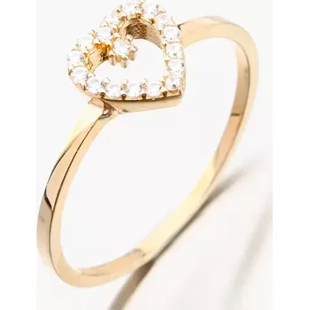 Prsten Dámský prsten žluté zlato 585 zirkon srdcem 11R-345 velikost 62