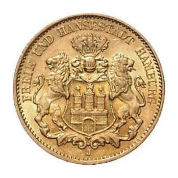 10 Mark zlatá mince Hamburg