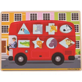 Bigjigs Toys vkládací puzzle autobus se zvířátky