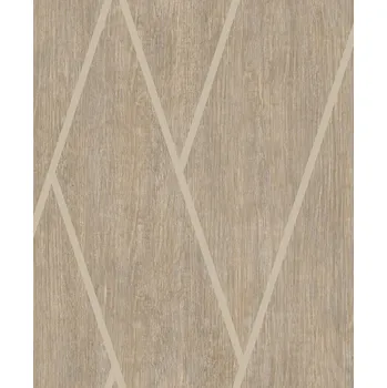Tapeta Geometrická vliesová tapeta na zeď, hnědá, dřevo, M75708, Brut, Ugépa