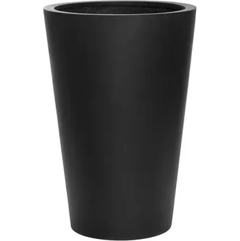 Květináč Pottery Pots Venkovní květináč kulatý Belle M, Black (barva černá), kolekce Natural, kompozit Fiberstone, průměr 47 cm x v 70 cm, objem cca 88 l