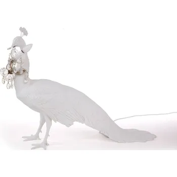 Lampička SELETTI LED dekorační světlo Peacock Lamp, bílá, křišťál - kabel 250 cm 1 x 3 W LED - Doprava zdarma