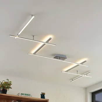 Lindby LED stropní svítidlo Kerem, 345 cm, barva niklu, kov - Délka malých vzpěr - 41 cm; délka středních vzpěr - 61 cm; délka velkých vzpěr - 101 cm; stropní držák - délka 16 cm, šířka 9 cm, výška 3,5 cm LED 26,5 W celkem - Doprava zdarma