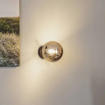 Lampička EMIBIG LIGHTING Nástěnné světlo Glassy, černé, grafitové, sklo, E14, Ø 14 cm - Ø nástěnný držák 8 cm černá, grafitová 1 x 40 W - Doprava zdarma