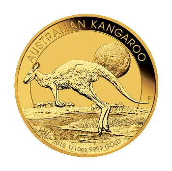 1/10 uncí zlatá mince Austrálie klokan 2015