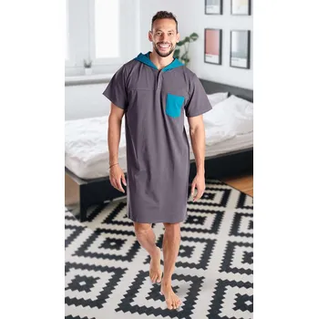 Dámská noční košile Pánská noční košile šedo-petrolejová L -