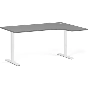 Psací stůl B2B Partner Rohový výškově nastavitelný stůl, 160x120 cm, 1 motor, L/P, bílá podnož, grafit