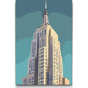 Malování podle čísel - Empire state building z blízka Velikost: 20x30cm, Rámování: Pouze srolované plátno