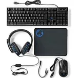 Nedis - herní souprava 5v1 - klávesnice, sluchátka, myš a podložka pod myš, černá, AZERTY