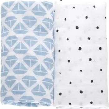 Dětská deka MOTHERHOOD Deka mušelín 2ks Modré lodě 100x120cm 100x120 bílá