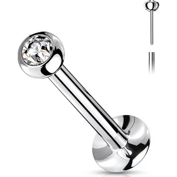 Módní doplněk Šperky4U Labreta PUSH IN s čirým zirkonem, tyčka 12 x 6 mm - LB0018-120812