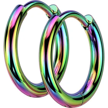 Náušnice Šperky4U Duhové ocelové náušnice kroužky 14mm - OPN1922W-14