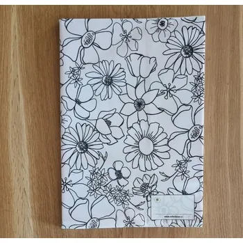 Obal na sešit Látkový obal k vybarvení - květy - A4, A5 na učebnici, sešit, slabikář (univerzální) Velikost: A4