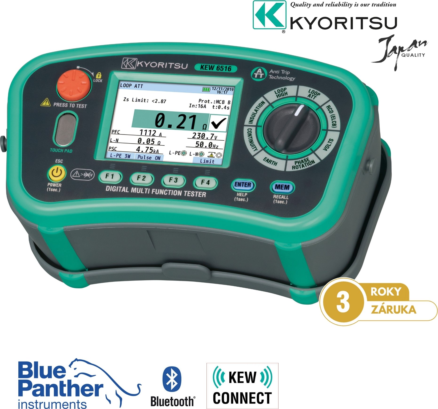 Kyoritsu Multifunkční revizní přístroj KEW 6516 s českým menu
