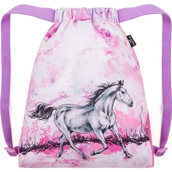 Školní sáček BAGMASTER, Pytlík na přezůvky SHOES DOPI 24 A - koně