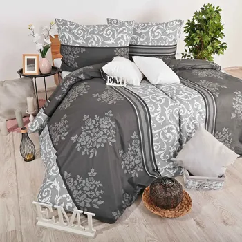 Povlečení bavlněné Natura šedé EMI: Standardní set jednolůžko obsahuje 1x 200x140 + 1x 90x70