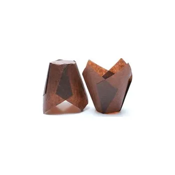 Potravinová fólie Papírové košíčky TULIP LILY - Hnědé / 100 ks