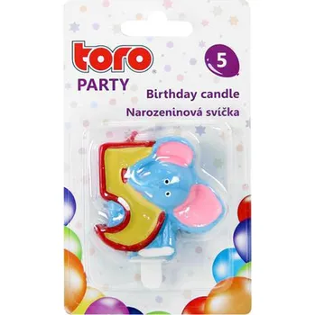 Dortová svíčka Dortová svíčka číslice "5" TORO zapichovací 5cm slon