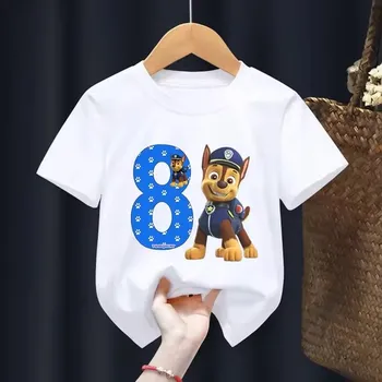 Narozeninové tričko s číslovkou Tlapková patrola (černé nebo bílé) Barva: Bílá, Číslovka: 8, Velikost: 120