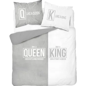 Povlečení Luxusní Francouzské povlečení KING & QUEEN grey 220x200/2x70x80 cm