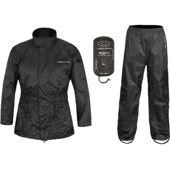 Moto kombinéza Nepromokavý set - pláštenka - bunda + kalhoty NOX/4SQUARE LOW černá / reflexní prvky