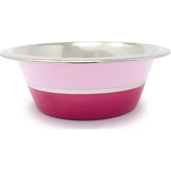 Miska pro psa PROFIZOO Miska nerezová Standard 700 ml Světle růžová/Tmavě růžová (šedý proužek)