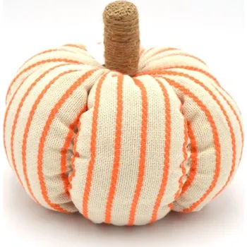 Party dekorace Dýně látková 20 cm - oranžové pruhy