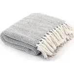 Přehoz bavlněný vzor rybí kosti 220 x 250 cm šedý IM_245320