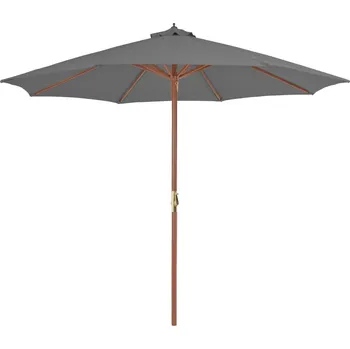 Slunečník vidaXL Marketos Zahradní slunečník s dřevěnou tyčí 300 cm antracitový