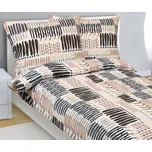 Povlečení krepové - Čárky hnědá, béžová - 140x220, 70x90 cm