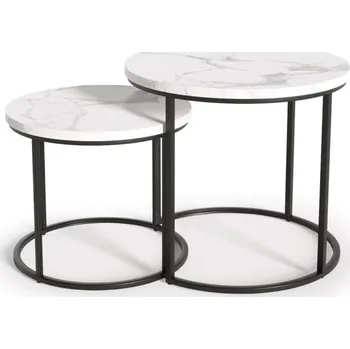 Nábytek Set odkládacích stolků OREO bílý mramor/černý