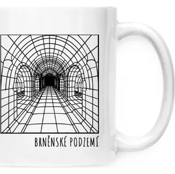 Hrnek malý bílý s potiskem Brněnské podzemí