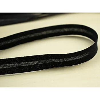 Nit Snový svět Šikmý bavlněný proužek 25mm - založený - černý