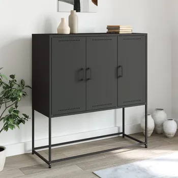 vidaXL Skříň highboard černá 100,5 x 39 x 107 cm ocel