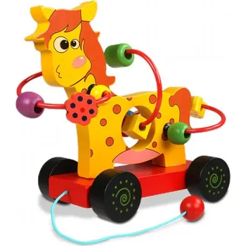 Hrací kostka Dřevěná tahací žirafa