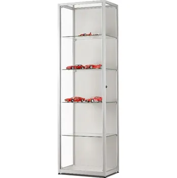 Prodejní regál MH Technic s.r.o. Skleněná vitrína 600x1984x400 mm, páskové LED osvětlení, stříbrná