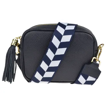 Kabelka NovaKabelka.cz Kožená italská crossbody kabelka Bala Blu Scura s přídavným popruhem IV