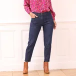 Džíny mom s našitými kapsami tmavě modrá 36