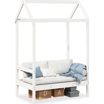 vidaXL Lavice se stříškou bílá 117,5 x 70 x 176,5 cm masivní borovice