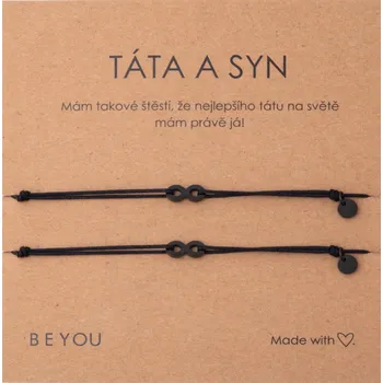 Náramek BEYOU Dárková karta táta a syn a náramky na šňůrce černá