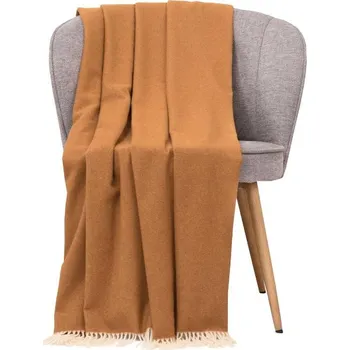 Přehoz na lůžko SCANquilt vlněný pléd MERINOS uni jantarová střední 130 x 200 cm