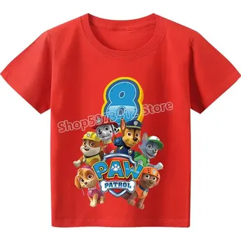 Narozeninové tričko s číslovkou Tlapková patrola (barevné) Barva: Červená, Číslovka: 8, Velikost: 110